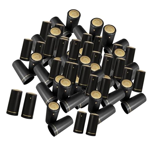 FytStycale 100 Stück PVC Flaschenverschlüsse mit Schrumpffolie, 3 Cm (1,18 Zoll) Flaschenverschlüsse, Schwarz von FytStycale