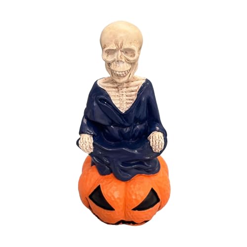 FytStycale Halloween Skelett Statue Dekorative Figur Kürbis Motiv Tischdekoration Aus Stabilem Resin für Wohnung Büro Bücherregal, Dunkelblau FytStycale Halloween Skelett Statue Dekorative Figur Kürbis Motiv Tischdekoration Aus Stabilem Resin für Wohnung Büro Bücherregal, Dunkelblau von FytStycale