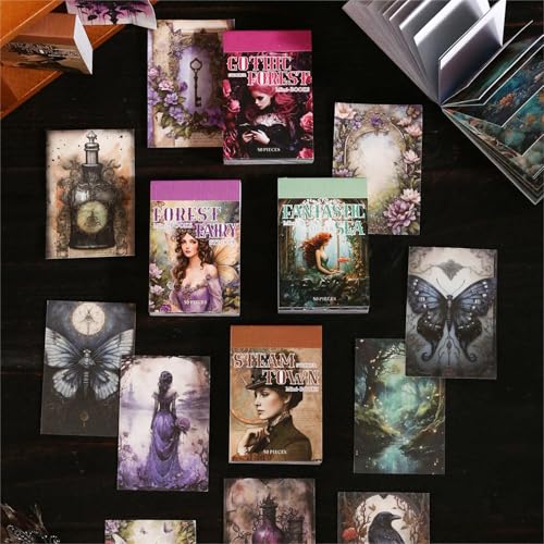 200 Blätter für Scrapbooking Stickers Blumen-Feen-Accessoires und Gothic-Vintage-Sticker-Buch zum Dekorieren von Alben, Bullet Journal und DIY-Notizbüchern (Magic Sticker Book) von FyzendR