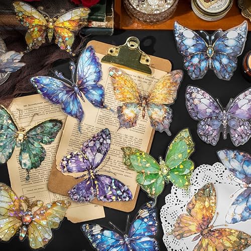 24 Pcs Schmetterling geformt Scrapbooking Stickers, große Größe dekorative Scrapbooking Aufkleber Kit für Junk Journal Aufkleber, Journaling, Bullet Journal DIY etc. von FyzendR
