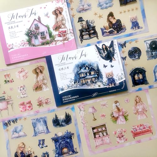 280Pcs/36 Blätter Scrapbooking Stickers, Vintage Charakter ästhetische Scrapbook Stickers Dekorative für Album, Kalender, Journaling, Bullet Journal Zubehör (Manor House Travel 1) von FyzendR