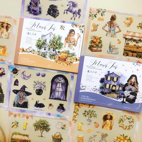 Scrapbooking Stickers，280Pcs/36 Blätter Magie und Hexen Bullet Journal Zubehör Stickers Dekorative Scrapbooking Aufkleber für Album, Kalender, Journaling(Manor House Travel 2) von FyzendR