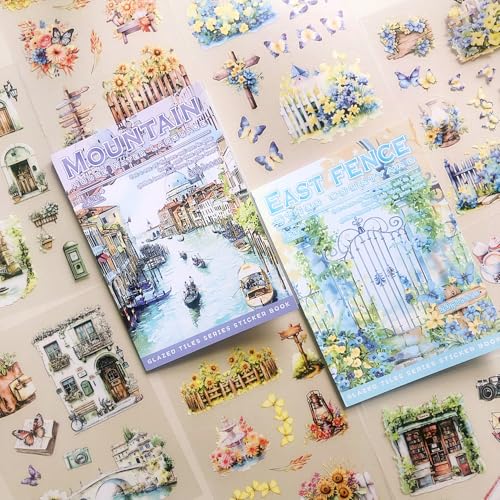 Scrapbooking Stickers Set, Scrapbooks Aufkleber Zubehör 260Pcs/40 Blätter Agenda Papier für Decoupage, Do It Yourself Alben, Personalisierte Aufkleber (Garten Aufkleber) von FyzendR