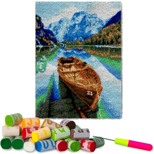 Knüpfteppich Set Zum Selber Knüpfen für Erwachsene - Kreuzstich Stickerei DIY Set - Teppich DIY-Knüpfhaken-Sets Fußabtreter 80 x 115 cm von Fzamudng