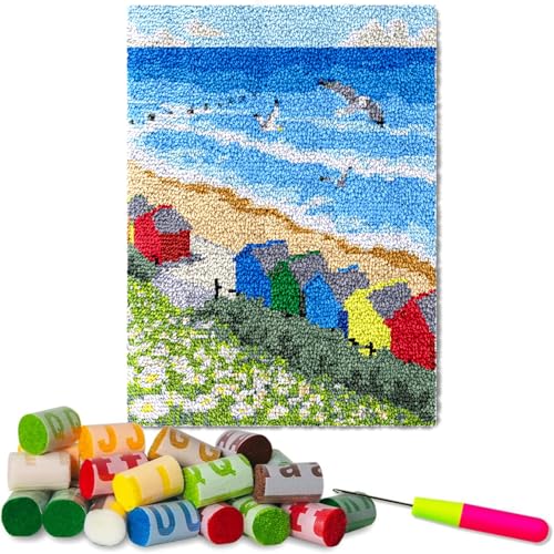 Knüpfteppich Zum Selber Knüpfen DIY-Teppichherstellungs-Set 80 x 115 cm Kreuzstich Set Tapisserie Teppich Knüpf-Sets Knüpfen Set Für Kinder Und Erwachsene DIY Handwerk Geschenke Fußabtrete von Fzamudng