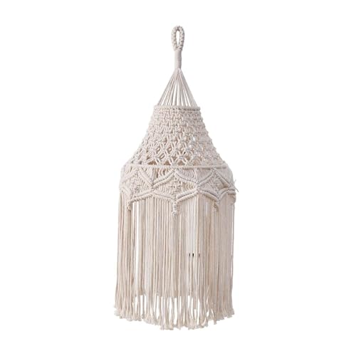 Fzaqwen Makramee Deckenlampenschirm, Boho Anhänger Lichtschirm für Wohnheim, Büro, Kinderzimmer von Fzaqwen