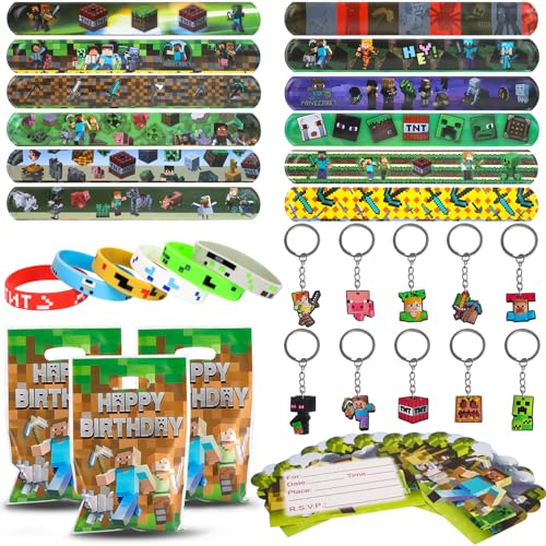 Fzyisw 48 Stück Miner Videospiel Party Mitgebsel, Pixel Party Mitgebsel mit Spiel Schlüsselanhänger, Spiel Armband, Spiel Silikonarmbändern, Spiel Einladungskarten und Spiel Partytüten für Kinder Fzyisw 48 Stück Miner Videospiel Party Mitgebsel, Pixel Party Mitgebsel mit Spiel Schlüsselanhänger, Spiel Armband, Spiel Silikonarmbändern, Spiel Einladungskarten und Spiel Partytüten für Kinder von Fzyisw