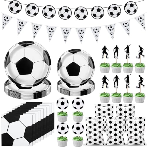 Fzyisw 80 Stück Fußball Partygeschirr Set Fussball Deko Geburtstag Kinder Fussball Pappteller Servietten Geschenktüten Banner Wimpelkette und Tortendeko Fussball Thema Party Supplies Fzyisw 80 Stück Fußball Partygeschirr Set Fussball Deko Geburtstag Kinder Fussball Pappteller Servietten Geschenktüten Banner Wimpelkette und Tortendeko Fussball Thema Party Supplies von Fzyisw