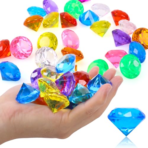 Fzyisw Diamanten Kinder 30mm Edelsteine für Kinder 30 Stück Acryl Diamanten Deko, Edelsteine Groß, Bunt-Diamanten für Schatzsuche, Vasen, Hochzeit, Party Mitgebsel, Tischdeko (zufällig) von Fzyisw