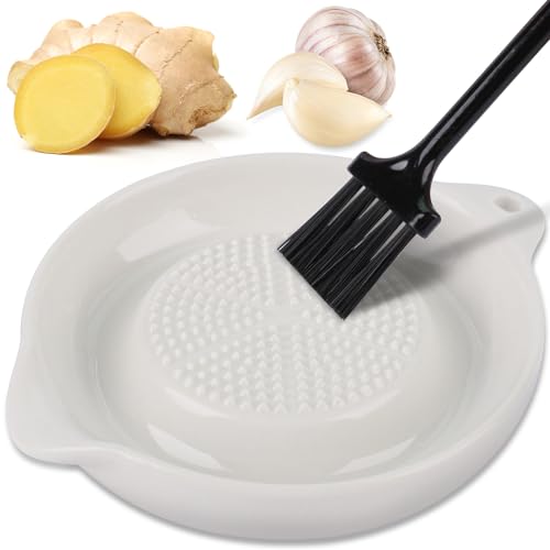 Fzyisw Keramik Ingwerreibe, Keramikreibe mit Pinsel, Runde Knoblauchreibe, Ingwer Reibe Weiß, Obstreibe Gemüsereibe Wasabireibe für Ingwer Knoblauch Zwiebel Fzyisw Keramik Ingwerreibe, Keramikreibe mit Pinsel, Runde Knoblauchreibe, Ingwer Reibe Weiß, Obstreibe Gemüsereibe Wasabireibe für Ingwer Knoblauch Zwiebel von Fzyisw