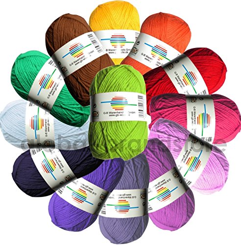 GB Wolle Schulgarn, 100% Baumwolle, Farbe:1423 apfelgrün von G-B