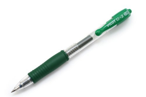 Pilot G-2 Kugelschreiber, 0,7 mm breit, versenkbar, 3er-Pack, Grün von G-Brand