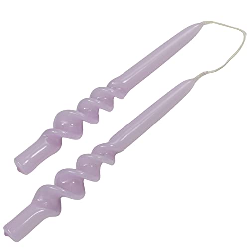 G Decor 2 Stück Pastellviolett, geruchloses Paraffinwachs, Skinny Tall Twisted Hand Dipped Church 22,9 cm Tapers Dinner Candles Sticks, Great for Weddings, Christmas or Home Decor (Set of 2 von G Decor