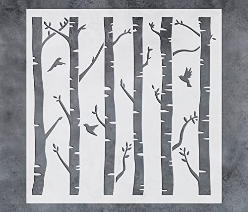 GSS Designs Espen-Bäume-Schablonen, 30,5 x 30,5 cm, wiederverwendbare Kunstschablonen zum Malen auf Holz, Wandmöbel, Kunststoff-Baumschablonen für Bastelarbeiten von G GSS Designs