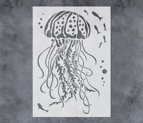 GSS Designs Schablone mit Quallen, 30,5 x 40,6 cm, Meereslebewesen, nautische Malschablone zum Malen auf Holz, Papier, Stoff, Boden, Wand von G GSS Designs
