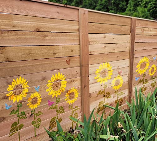 GSS Designs Sonnenblumen-Schablonen, 40.6x61 cm, große Blumenschablonen zum Malen auf Holz, Leinwand, Papier, Stoff, Boden, wiederverwendbare Sonnenblumen-Wandschablonen für Zaun, Gartendekoration von G GSS Designs