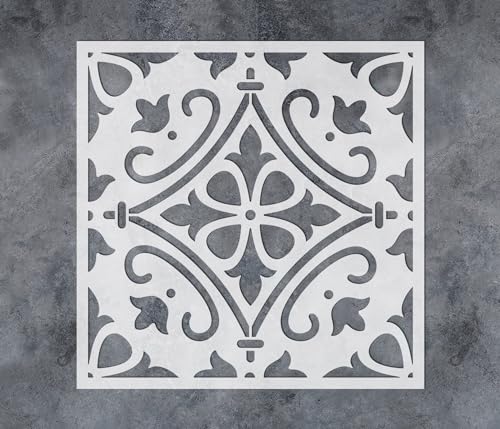 GSS Designs Wiederverwendbare Fliesenschablone, 30,5 x 30,5 cm, große Bodenschablonen zum Bemalen von Böden, Wandschablonen zum Bemalen von Beton, Schablone für Terrasse, Malschablonen für Wände von G GSS Designs