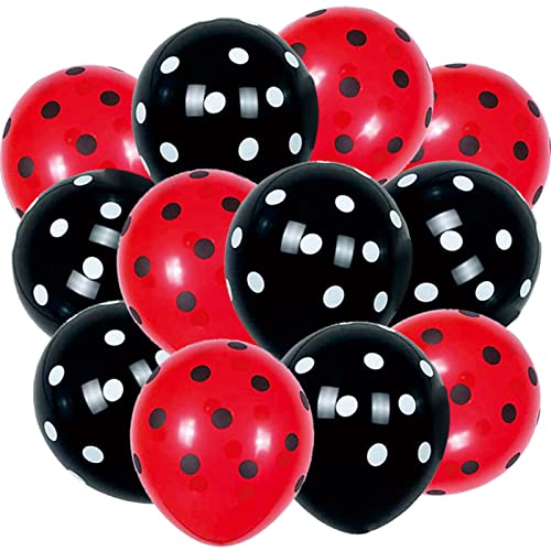 G-LOVELY'S 50 PCS Punkte Latex Luftballons, Marienkäfer Luftballons Schwarz Rot, Latex Ballons Schwarz Weiß Tupfen Party Supplies für Geburtstag Thema Party Dekoration von G-LOVELY'S