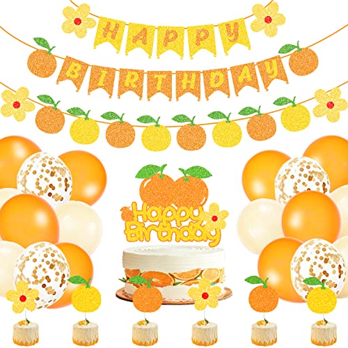 G-LOVELY'S 58pcs Orange Luftballon Set, Frucht Thema Latex Luftballons Geburtstag Dekoration Happy Mandarine Birthday Banner Cake Topper für Geburtstagsdeko Baby Shower Mädchen Sommerfest G-LOVELY'S 58pcs Orange Luftballon Set, Frucht Thema Latex Luftballons Geburtstag Dekoration Happy Mandarine Birthday Banner Cake Topper für Geburtstagsdeko Baby Shower Mädchen Sommerfest von G-LOVELY'S