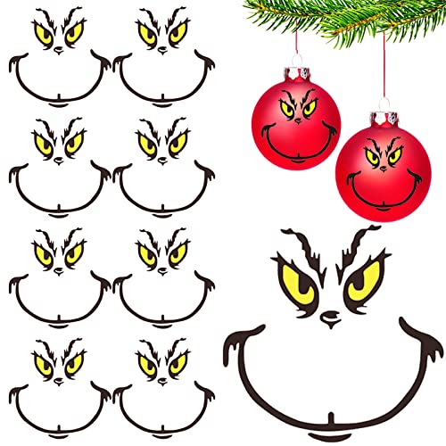 G-LOVELY'S 9 Pcs Weihnachtsdeko Aufkleber für Ornamente Weihnachten Vinyl Aufkleber für Ornamente DIY Gesicht Abziehbilder Aufkleber für Weihnachtskugel Weihnachtsbaum Ornament für Home Party Supplies von G-LOVELY'S