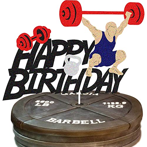 G-LOVELY'S Fitness Kuchen Dekorationen, Powerlifter Cake Topper, Gym Kuchendeko, Happy Birthday Cake Topper Kuchenaufsatz für Fitness Party Dekorationen von G-LOVELY'S