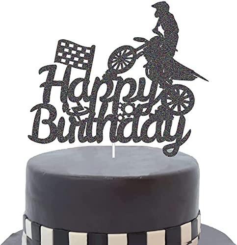 G-LOVELY'S Motorrad Kuchen Topper, Motorrad Tortendeko, Geburtstag Tortenstecker, Happy Birthday Motorrad Cake Topper Dekoration für Männer Geburtstag Party Dekoration von G-LOVELY'S