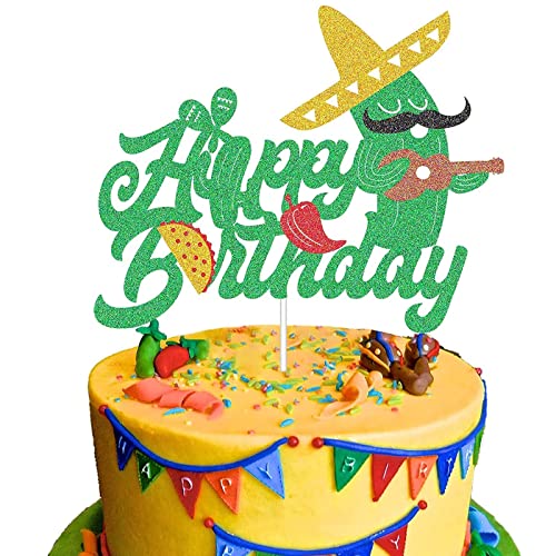 G-LOVELY'S Fiesta Birthday Kuchen Deko Mexikanische Tortendeko Geburtstagsdeko Glitter Mexiko Cake Topper Geburtstags Kuchen Deko Party Dekoration für Mexiko Fiesta Geburtstagsfeiern von G-LOVELY'S
