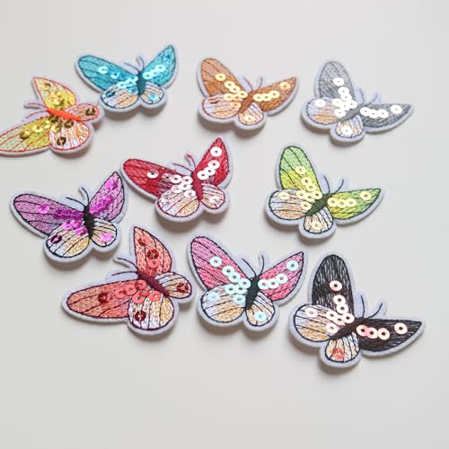 G-RUI 10 Stück/Set verschiedene bestickte Pailletten-Schmetterling-Flicken für Kleidung, DIY, Bügelbilder, Tier-Flicken, Applikationen für Rucksack, Abzeichen, Kleidung, Dekoration G-RUI 10 Stück/Set verschiedene bestickte Pailletten-Schmetterling-Flicken für Kleidung, DIY, Bügelbilder, Tier-Flicken, Applikationen für Rucksack, Abzeichen, Kleidung, Dekoration von G-RUI
