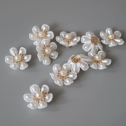 G-RUI 10 Stück ähnliche Perlen-Blumen-Aufnäher für Kleidung, DIY, handgefertigt, zum Aufnähen, Blumenapplikationen für Kleidung von G-RUI