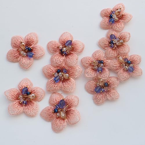 G-RUI 10pc/set Blume Strass Applikationen für Kleidung DIY nähen auf Blumen Patches für Kleidung Dekoration Strass parches… (Rosa) von G-RUI