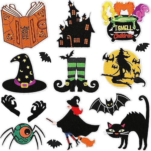 G-RUI 15 Stück/Set zum Aufbügeln, verschiedene bestickte Katze, Fledermaus, Halloween, Geisterkatze, Stickerei, Stoffflicken für Kleidung, DIY, Bügelbilder, Applikationen für Rucksack, Abzeichen G-RUI 15 Stück/Set zum Aufbügeln, verschiedene bestickte Katze, Fledermaus, Halloween, Geisterkatze, Stickerei, Stoffflicken für Kleidung, DIY, Bügelbilder, Applikationen für Rucksack, Abzeichen von G-RUI