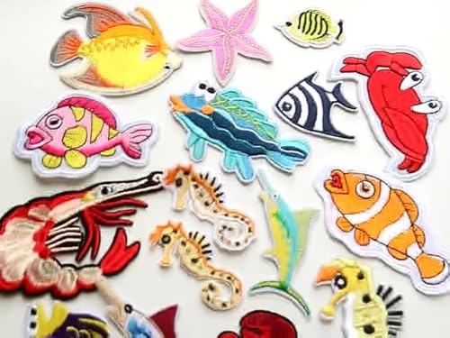 G-RUI 17-teiliges Set zum Aufbügeln, verschiedene bestickte Meerestier-Fisch-Aufnäher für Kleidung, DIY, Bügelbilder, Applikationen für Rucksack, Abzeichen, Kleidung, Dekoration G-RUI 17-teiliges Set zum Aufbügeln, verschiedene bestickte Meerestier-Fisch-Aufnäher für Kleidung, DIY, Bügelbilder, Applikationen für Rucksack, Abzeichen, Kleidung, Dekoration von G-RUI