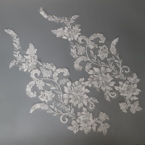 G-RUI 2 Stück/Paar 25 x 63 cm große Perlen-Pailletten-Stickerei, Spitzenapplikationen für Hochzeitskleider, Strass, Spitzen-Applikationen, Stickerei, Spitze, Parches Ropa G-RUI 2 Stück/Paar 25 x 63 cm große Perlen-Pailletten-Stickerei, Spitzenapplikationen für Hochzeitskleider, Strass, Spitzen-Applikationen, Stickerei, Spitze, Parches Ropa von G-RUI