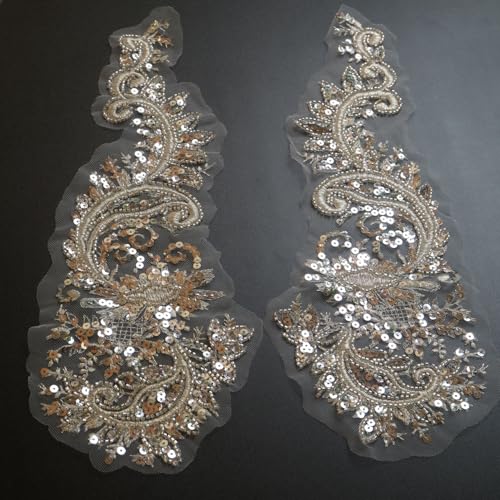 G-RUI 2 Stück/Paar Pailletten Silber Blume Stickerei Spitze Applikationen für Hochzeitskleider Strass Applikation Patches Stickerei Spitze Parches Ropa .. G-RUI 2 Stück/Paar Pailletten Silber Blume Stickerei Spitze Applikationen für Hochzeitskleider Strass Applikation Patches Stickerei Spitze Parches Ropa .. von G-RUI