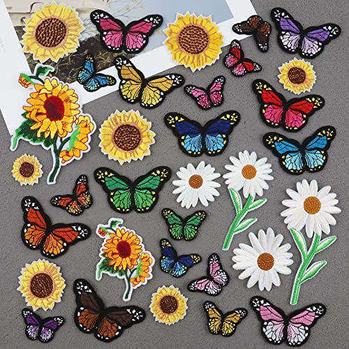 G-RUI 33pc/set Bügeln Sortierte gestickte Blume Schmetterling Patches für Kleidung DIY Eisen auf Patches Applikationen für Rucksack Abzeichen Kleidung Dekoration… von G-RUI
