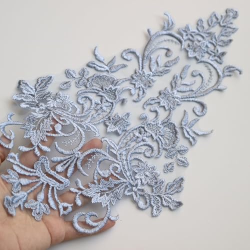 G-RUI Blumenapplikationen für Hochzeitskleider, bestickt, Blumenapplikationen für Brautkleider, bestickte Blumenapplikationen für Brautkleid, mehrfarbig, 24,9 x 40,9 cm, Grau / Blau G-RUI Blumenapplikationen für Hochzeitskleider, bestickt, Blumenapplikationen für Brautkleider, bestickte Blumenapplikationen für Brautkleid, mehrfarbig, 24,9 x 40,9 cm, Grau / Blau von G-RUI