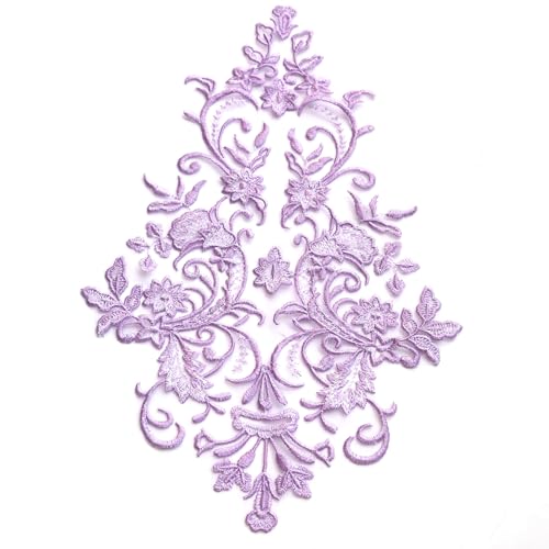 G-RUI Blumenapplikationen für Hochzeitskleider, bestickt, Blumenapplikationen für Brautkleider, bestickte Blumenapplikationen für Brautkleid, mehrfarbig, 24,9 x 40,9 cm, Violett G-RUI Blumenapplikationen für Hochzeitskleider, bestickt, Blumenapplikationen für Brautkleider, bestickte Blumenapplikationen für Brautkleid, mehrfarbig, 24,9 x 40,9 cm, Violett von G-RUI