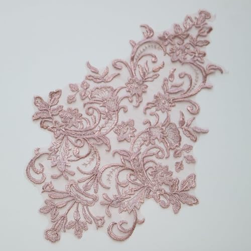 G-RUI Blumenapplikationen für Hochzeitskleider, bestickt, Blumenapplikationen für Brautkleider, bestickte Blumenapplikationen für Brautkleid, mehrfarbig, 24,9 x 40 cm, Hellrosa G-RUI Blumenapplikationen für Hochzeitskleider, bestickt, Blumenapplikationen für Brautkleider, bestickte Blumenapplikationen für Brautkleid, mehrfarbig, 24,9 x 40 cm, Hellrosa von G-RUI