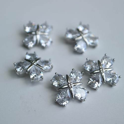 G-RUI Luxuriöse Rhienstein-Knöpfe für Kleidung, Zirkonia, Metallschaft, Knopf für Mantel, dekorative Zirkonia, Nähen, Schmuck, Knöpfe für Hemden, 5 Stück (cx-023) von G-RUI