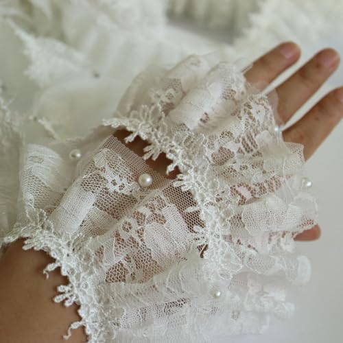 G-RUI Spitzenborte für Hochzeitskleider, Spitzenborten mit Rüschenrand, Spitzenborten und Bändern für Kleider, Bastelzubehör, Verzierungen, 4,5 m, elfenbeinfarbene weiße Perlen G-RUI Spitzenborte für Hochzeitskleider, Spitzenborten mit Rüschenrand, Spitzenborten und Bändern für Kleider, Bastelzubehör, Verzierungen, 4,5 m, elfenbeinfarbene weiße Perlen von G-RUI