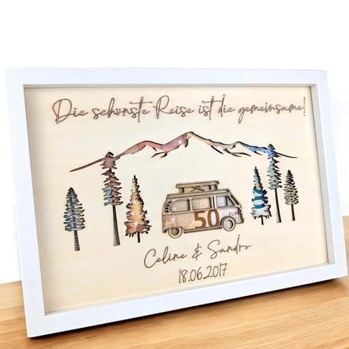 Geldgeschenk Hochzeit Geburtstag Weihnachten- Personalisierte Holz Camper - Einzigartiges dekoratives Hochzeitsgeschenk für Brautpaar - Spruch, Namen, Datum auswählbar - Bilderrahmen Geldgeschenk Hochzeit Geburtstag Weihnachten- Personalisierte Holz Camper - Einzigartiges dekoratives Hochzeitsgeschenk für Brautpaar - Spruch, Namen, Datum auswählbar - Bilderrahmen von G U T H E Lifestyle