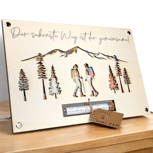 Geldgeschenk Hochzeit Wanderer aus Holz | Einzigartiges Hochzeitsgeschenk für Brautpaar | Paargeschenk | Hochzeits-Geldgeschenk | Flitterwochen-Geschenk | Personalisierbar im Reagenzglas Geldgeschenk Hochzeit Wanderer aus Holz | Einzigartiges Hochzeitsgeschenk für Brautpaar | Paargeschenk | Hochzeits-Geldgeschenk | Flitterwochen-Geschenk | Personalisierbar im Reagenzglas von G U T H E Lifestyle