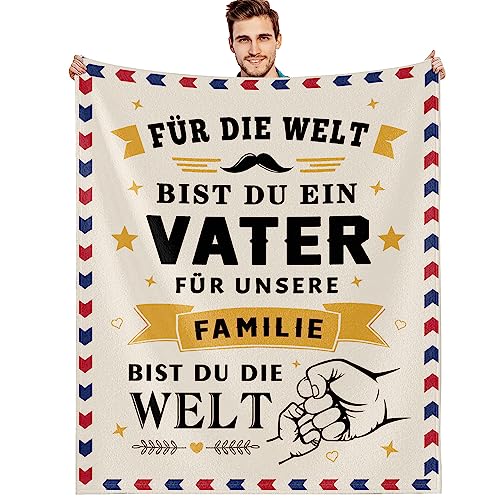 G-dake Geschenke für Papa Vater Geburtstag Geburtstagsgeschenk von Tochter Sohn Geschenkideen für Vatertagsgeschenk Weihnachten Erntedank, Bester Papa Decke mit Kuscheldecke Flauschig 130x150cm von G-dake