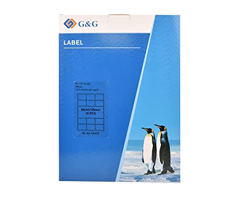 G&G 1800 Universal Etiketten A4 (66 x 45 mm) selbstklebend für Tintenstrahl- und Laserdrucker geeignet von G&G