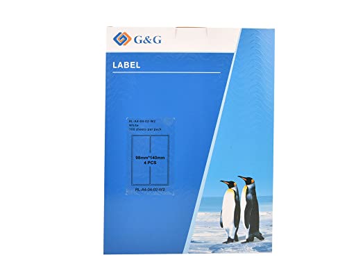 G&G 400 Universal Etiketten A4 (98 x 140 mm) selbstklebend für Tintenstrahl- und Laserdrucker geeignet von G&G