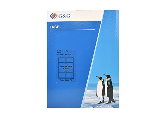 G&G 800 Universal Etiketten A4 (95 x 67 mm) selbstklebend für Tintenstrahl- und Laserdrucker geeignet von G&G