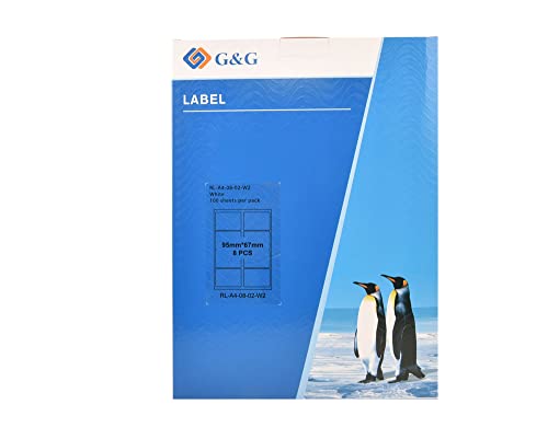 G&G 800 Universal Etiketten A4 (95 x 67 mm) selbstklebend für Tintenstrahl- und Laserdrucker geeignet von G&G