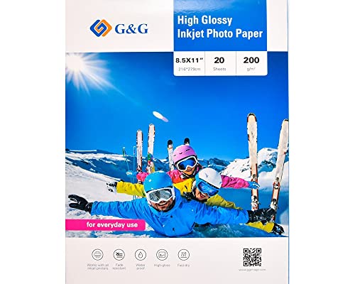G&G Fotopapier 20 Blatt 8,5 x 11 Zoll / 21,6 x 27,9 cm hochglänzend 200g/m² von G&G