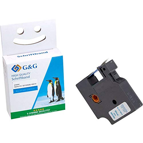 G&G Schriftband Kompatibel 45014 für Dymo D1 45014 S0720540 Etikettenband 12mm x 7m für Dymo LabelManager 160 210D 360D 280 420P 500TS PnP Dymo Labelpoint 250 150 100 200 Blau auf Weiß G&G Schriftband Kompatibel 45014 für Dymo D1 45014 S0720540 Etikettenband 12mm x 7m für Dymo LabelManager 160 210D 360D 280 420P 500TS PnP Dymo Labelpoint 250 150 100 200 Blau auf Weiß von G&G