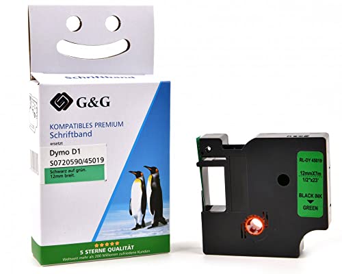 G&G Schriftband Kompatibel 45019 für Dymo D1 45019 S0720590 Etikettenband 12mm x 7m für Dymo LabelManager 160 210D 360D 280 420P 500TS PnP Dymo Labelpoint 250 150 100 200 Schwarz auf Grün G&G Schriftband Kompatibel 45019 für Dymo D1 45019 S0720590 Etikettenband 12mm x 7m für Dymo LabelManager 160 210D 360D 280 420P 500TS PnP Dymo Labelpoint 250 150 100 200 Schwarz auf Grün von G&G